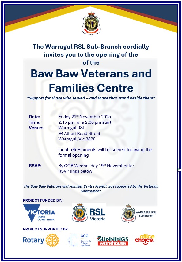 Baw Baw Veterans and Family Centre Formal Opening