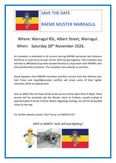 RAEME Muster Save The Date